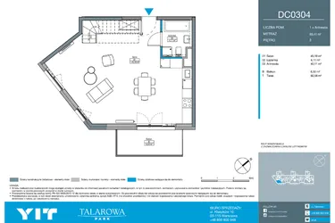 Rzut - Mieszkanie na sprzedaż 2 pokoje o powierzchni 89,41 m² - numer DC0304 w Talarowa Park II