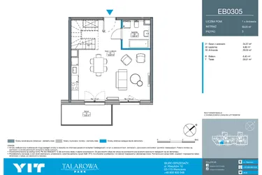 Rzut - Mieszkanie na sprzedaż 2 pokoje o powierzchni 69,05 m² - numer EB0305 w Talarowa Park II