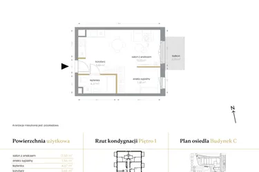 Rzut - Mieszkanie na sprzedaż 1 pokój o powierzchni 33,28 m² - numer C/18 w Królowej Jadwigi
