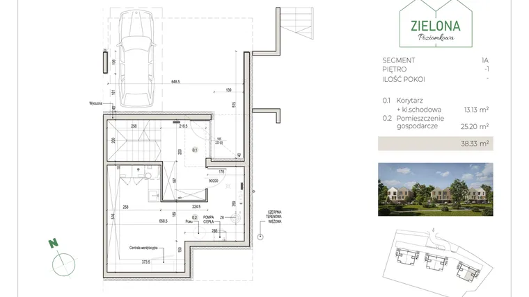 Rzut - Dom na sprzedaż 5 pokoi o powierzchni 148,8 m² - numer 1A w Zielona Poziomkowa