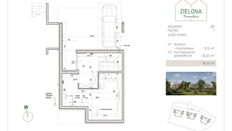 Rzut - Dom na sprzedaż 5 pokoi o powierzchni 148,8 m² - numer 2B w Zielona Poziomkowa