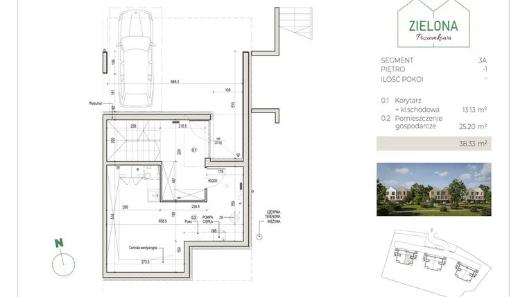 Rzut - Dom na sprzedaż 5 pokoi o powierzchni 148,8 m² - numer 3A w Zielona Poziomkowa