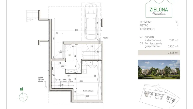 Rzut - Dom na sprzedaż 5 pokoi o powierzchni 148,8 m² - numer 3B w Zielona Poziomkowa