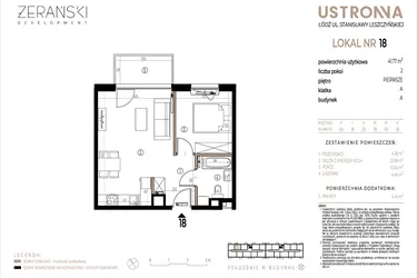 Rzut - Mieszkanie na sprzedaż 2 pokoje o powierzchni 41,77 m² - numer A018 w Ustronna