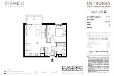 Rzut - Mieszkanie na sprzedaż 2 pokoje o powierzchni 47,21 m² - numer A040 w Ustronna