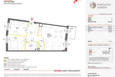 Rzut - Mieszkanie na sprzedaż 3 pokoje o powierzchni 62,66 m² - numer D.5 w Piastova Osada
