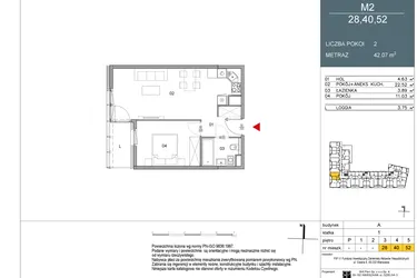 Rzut - Mieszkanie na sprzedaż 2 pokoje o powierzchni 42,07 m² - numer 28 w Morwowa 5