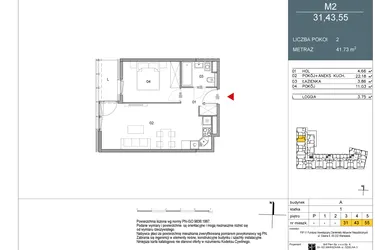 Rzut - Mieszkanie na sprzedaż 2 pokoje o powierzchni 41,73 m² - numer 55 w Morwowa 5