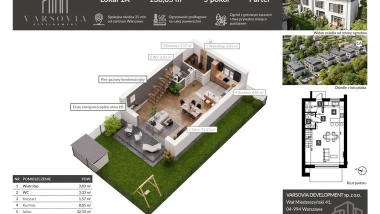 Rzut - Dom na sprzedaż 4 pokoje o powierzchni 138,85 m² - numer 1a w Osiedle Nova Przylaszczkova