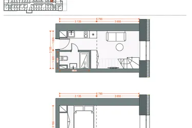 Rzut - Mieszkanie na sprzedaż 2 pokoje o powierzchni 30,31 m² - numer 82 w Legionów 102