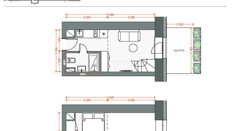 Rzut - Mieszkanie na sprzedaż 2 pokoje o powierzchni 30,34 m² - numer 10 w Legionów 102
