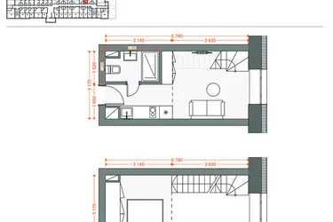 Rzut - Mieszkanie na sprzedaż 2 pokoje o powierzchni 30,46 m² - numer 81 w Legionów 102