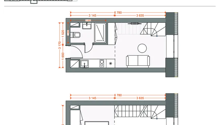 Rzut - Mieszkanie na sprzedaż 2 pokoje o powierzchni 30,46 m² - numer 81 w Legionów 102