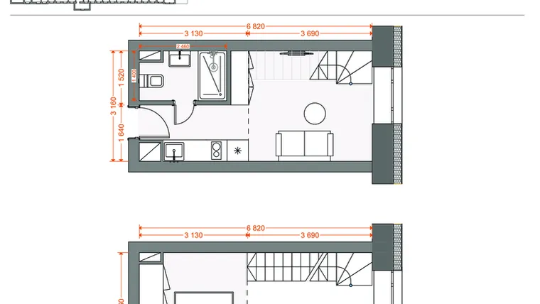 Rzut - Mieszkanie na sprzedaż 2 pokoje o powierzchni 30,44 m² - numer 77 w Legionów 102