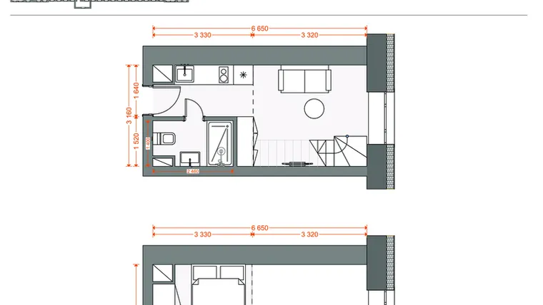 Rzut - Mieszkanie na sprzedaż 2 pokoje o powierzchni 30,49 m² - numer 47 w Legionów 102
