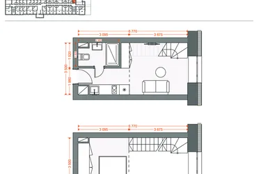 Rzut - Mieszkanie na sprzedaż 2 pokoje o powierzchni 33,52 m² - numer 83 w Legionów 102