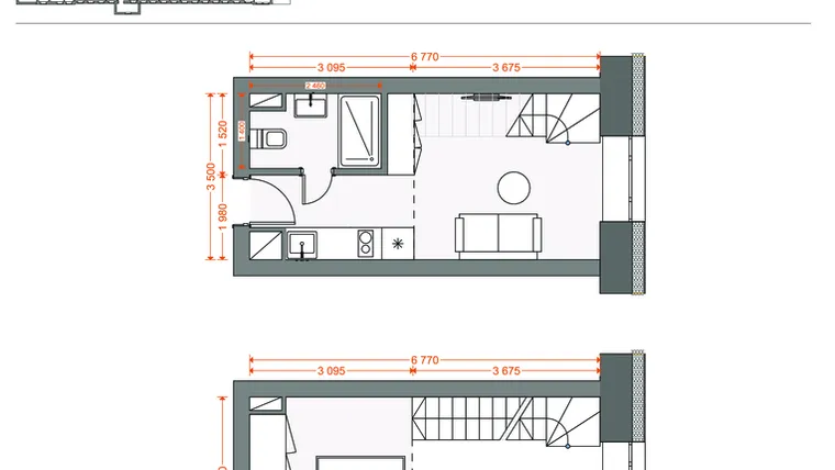 Rzut - Mieszkanie na sprzedaż 2 pokoje o powierzchni 33,52 m² - numer 83 w Legionów 102