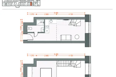 Rzut - Mieszkanie na sprzedaż 2 pokoje o powierzchni 36,1 m² - numer 63 w Legionów 102