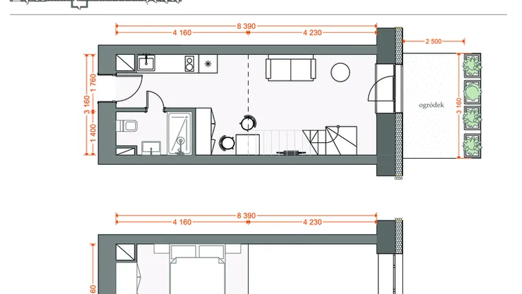 Rzut - Mieszkanie na sprzedaż 2 pokoje o powierzchni 38,67 m² - numer 29 w Legionów 102