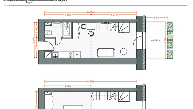 Rzut - Mieszkanie na sprzedaż 2 pokoje o powierzchni 39,45 m² - numer 24 w Legionów 102