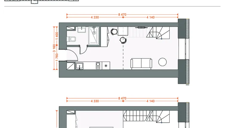 Rzut - Mieszkanie na sprzedaż 2 pokoje o powierzchni 39,44 m² - numer 57 w Legionów 102