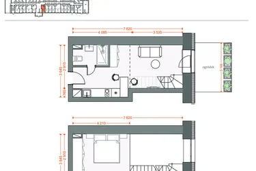 Rzut - Mieszkanie na sprzedaż 2 pokoje o powierzchni 39,68 m² - numer 23 w Legionów 102