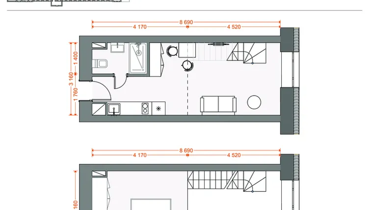 Rzut - Mieszkanie na sprzedaż 2 pokoje o powierzchni 39,64 m² - numer 96 w Legionów 102