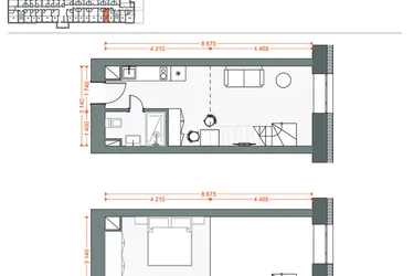 Rzut - Mieszkanie na sprzedaż 2 pokoje o powierzchni 39,46 m² - numer 97 w Legionów 102