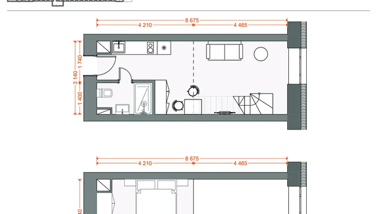 Rzut - Mieszkanie na sprzedaż 2 pokoje o powierzchni 39,46 m² - numer 97 w Legionów 102