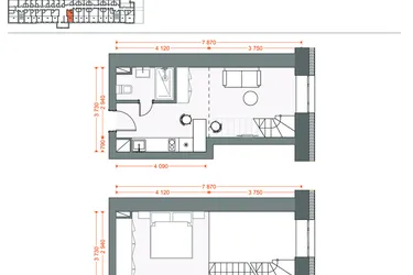 Rzut - Mieszkanie na sprzedaż 2 pokoje o powierzchni 40,71 m² - numer 91 w Legionów 102