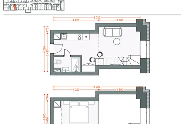 Rzut - Mieszkanie na sprzedaż 2 pokoje o powierzchni 41,16 m² - numer 52 w Legionów 102