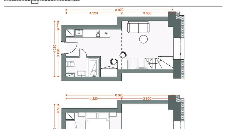 Rzut - Mieszkanie na sprzedaż 2 pokoje o powierzchni 41,16 m² - numer 52 w Legionów 102