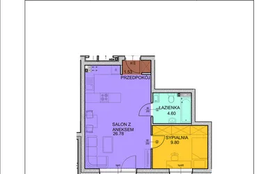 Rzut - Mieszkanie na sprzedaż 2 pokoje o powierzchni 42,71 m² - numer D8 w Osiedle Zuchów