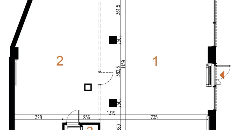 Rzut - Lokal użytkowy na sprzedaż 1 pokój o powierzchni 148,78 m² - numer U2 w Odrzańskie Bulvary