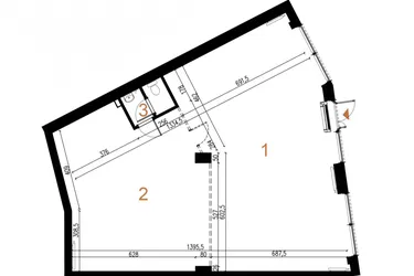 Rzut - Lokal użytkowy na sprzedaż 1 pokój o powierzchni 142,22 m² - numer U3 w Odrzańskie Bulvary