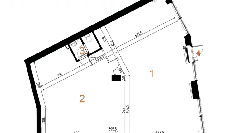 Rzut - Lokal użytkowy na sprzedaż 1 pokój o powierzchni 142,22 m² - numer U3 w Odrzańskie Bulvary