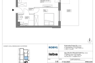 Rzut - Mieszkanie na sprzedaż 2 pokoje o powierzchni 41,37 m² - numer KR8/A/0/8 w Apartamenty Krakowska etap VIII
