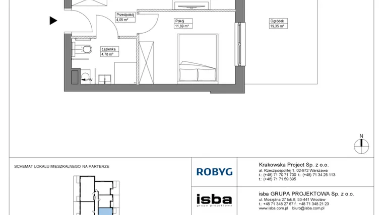 Rzut - Mieszkanie na sprzedaż 2 pokoje o powierzchni 41,37 m² - numer KR8/A/0/8 w Apartamenty Krakowska etap VIII