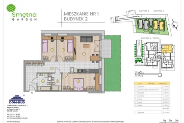 Rzut - Mieszkanie na sprzedaż 4 pokoje o powierzchni 88,22 m² - numer 1 w Smętna Garden