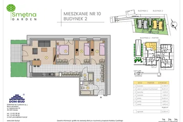 Rzut - Mieszkanie na sprzedaż 4 pokoje o powierzchni 79,8 m² - numer 10 w Smętna Garden