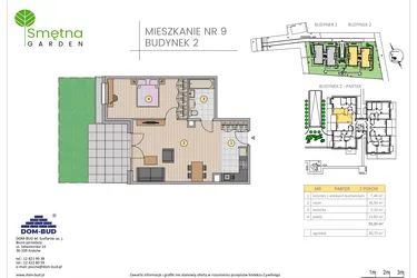 Rzut - Mieszkanie na sprzedaż 2 pokoje o powierzchni 55,35 m² - numer 9 w Smętna Garden