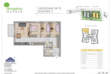 Rzut - Mieszkanie na sprzedaż 4 pokoje o powierzchni 76,4 m² - numer 15 w Smętna Garden