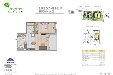 Rzut - Mieszkanie na sprzedaż 2 pokoje o powierzchni 54,56 m² - numer 17 w Smętna Garden