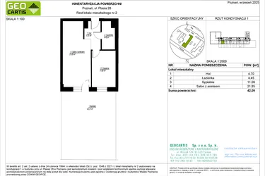 Rzut - Mieszkanie na sprzedaż 2 pokoje o powierzchni 42,09 m² - numer 28/2 w Symfonia Ptasia 28