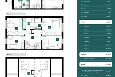 Rzut - Dom na sprzedaż 6 pokoi o powierzchni 175,19 m² - numer 9B w Spokojny Wilanów