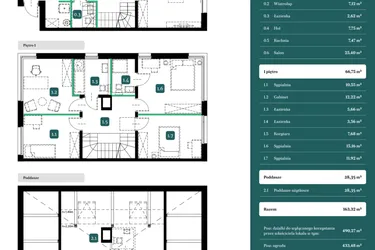 Rzut - Dom na sprzedaż 6 pokoi o powierzchni 163,32 m² - numer 11B w Spokojny Wilanów