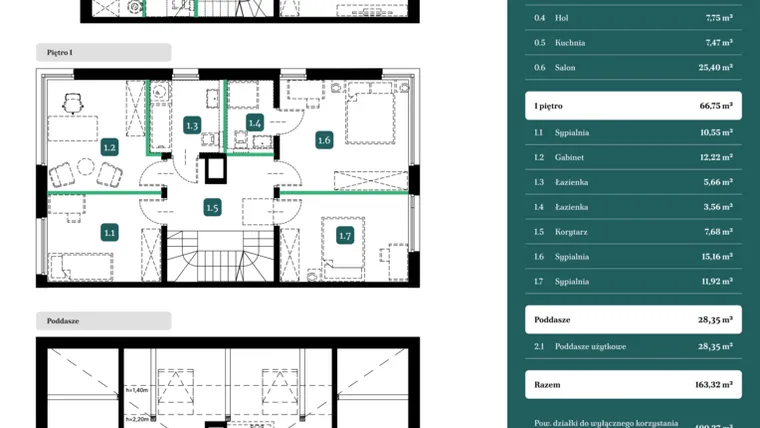 Rzut - Dom na sprzedaż 6 pokoi o powierzchni 163,32 m² - numer 11B w Spokojny Wilanów