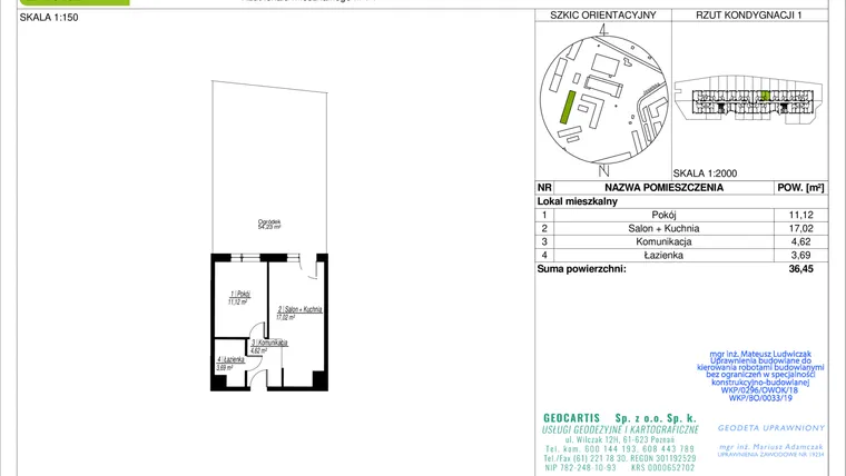 Rzut - Mieszkanie na sprzedaż 2 pokoje o powierzchni 36,45 m² - numer 10C/74 w Jasielska 8C etap II