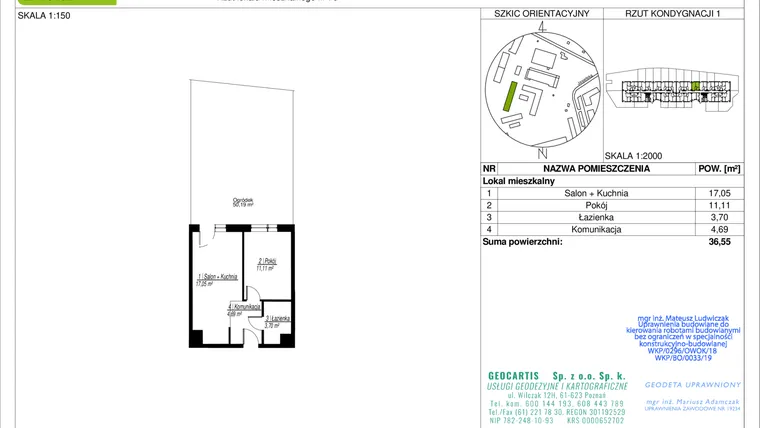 Rzut - Mieszkanie na sprzedaż 2 pokoje o powierzchni 36,55 m² - numer 10C/75 w Jasielska 8C etap II