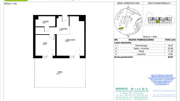 Rzut - Mieszkanie na sprzedaż 2 pokoje o powierzchni 50,07 m² - numer 10D/25 w Jasielska 8C etap II